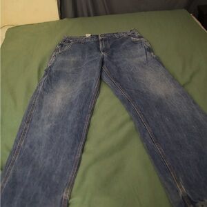 True Religion Ricky Men Big T No Flap 46x32 Relaxed Straight Jeans Blue